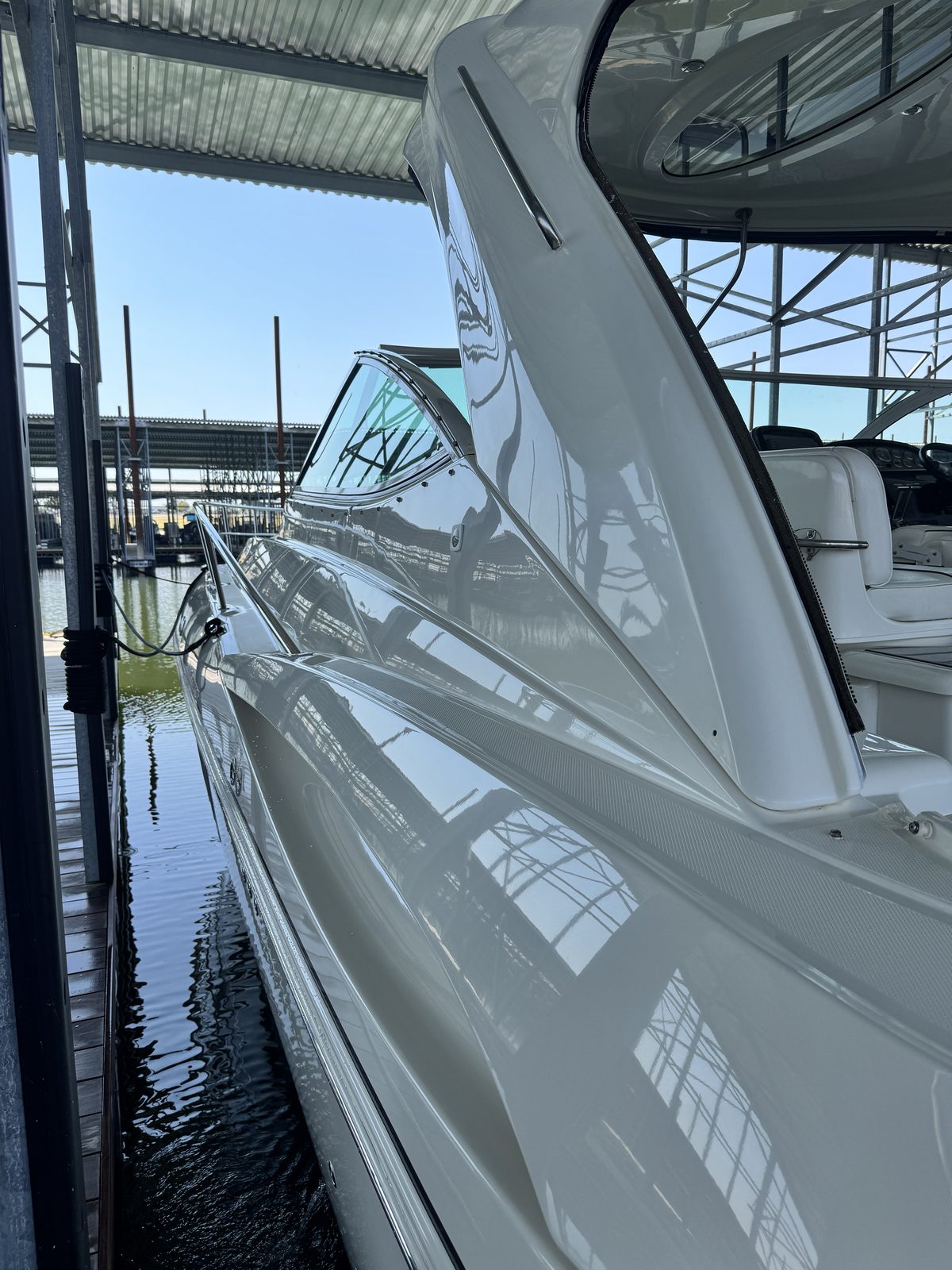 Mirror-finish reflection on a freshly polished and ceramic-coated cruiser